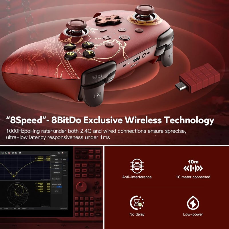 8Bitdo وحدة تحكم لاسلكية Ultimate 2 2.4G، أضواء RGB على شكل نجمة، أقفال زناد قابلة للتعديل، جهاز تحكم مع قاعدة شحن لنظام Windows PC وAndroid - WUCHANG: تعاون الريش الساقطة الرسمي - Image 3
